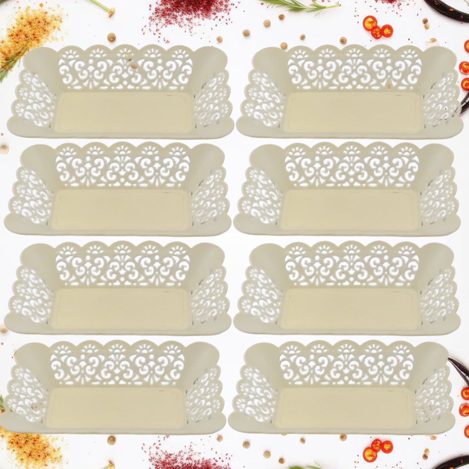 Rectangle Plastic Dinner Plate Snacks / Breakfast, Restaurant Serving Trays Home School Coffee Hotel Kitchen Office (8 Pcs Set) - infinityexculsivestore.com