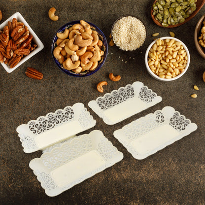 Rectangle Plastic Dinner Plate Snacks / Breakfast, Restaurant Serving Trays Home School Coffee Hotel Kitchen Office (8 Pcs Set) - infinityexculsivestore.com