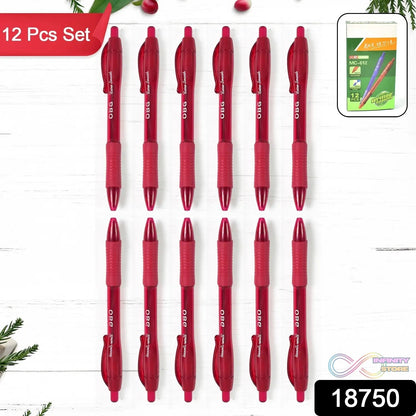 Red Colour Gel Pen Set, Set of 12 Pcs - infinityexculsivestore.com