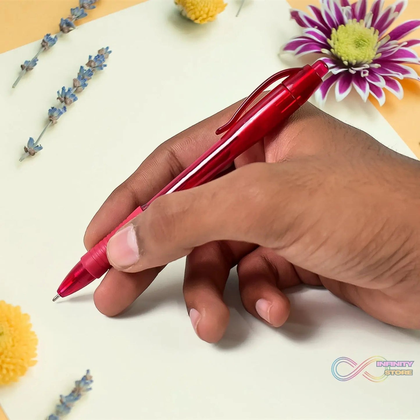 Red Colour Gel Pen Set, Set of 12 Pcs - infinityexculsivestore.com