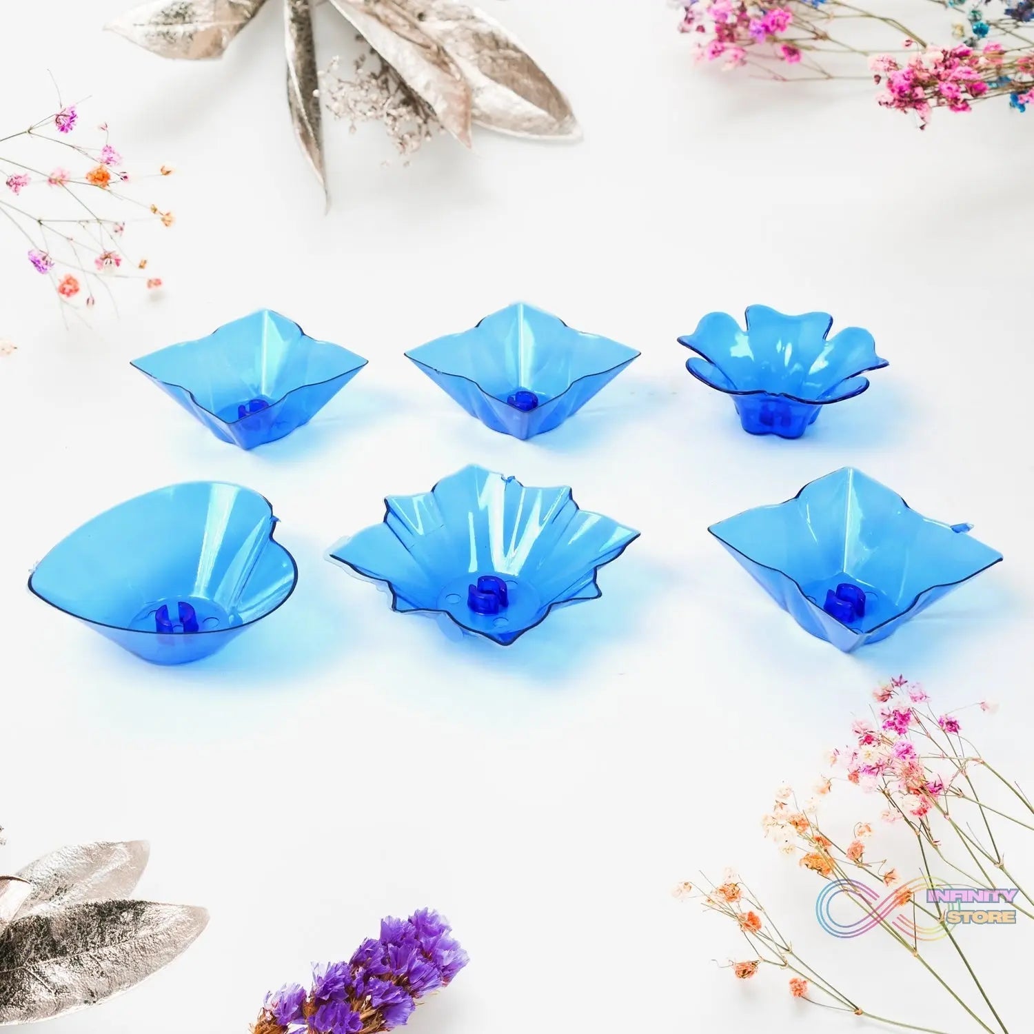 Reflection Diya Combo Plastic Candle Cup with Multi Shape (12 Pcs Set) - infinityexculsivestore.com