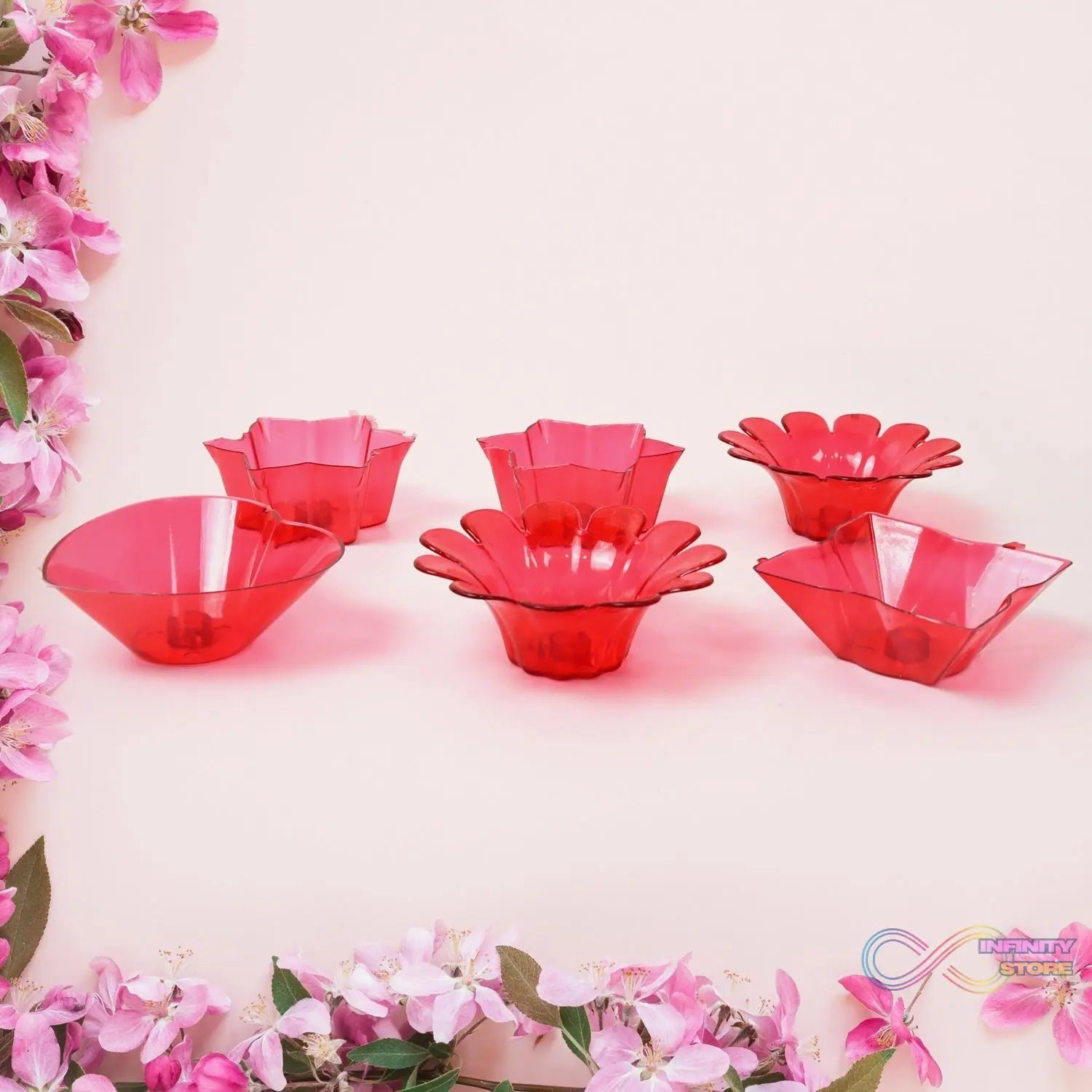 Reflection Diya Combo Plastic Candle Cup with Multi Shape (12 Pcs Set) - infinityexculsivestore.com