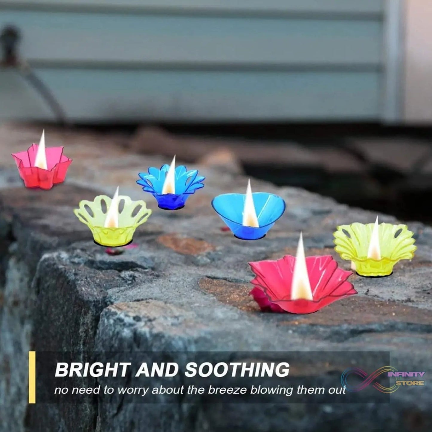Reflection Diya Combo Plastic Candle Cup with Multi Shape (12 Pcs Set) - infinityexculsivestore.com