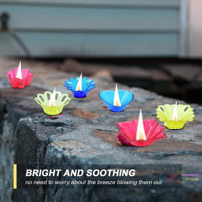 Reflection Diya Combo Plastic Candle Cup with Multi Shape (12 Pcs Set) - infinityexculsivestore.com
