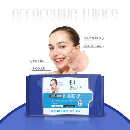 Refreshing Wet Wipes for Face | Facial Cleansing | Refreshing & Skin Hydration| Soothing for skin | pH Balance & Alcohol Free | Nourishing with Fruit extract | 25 Wipes - infinityexculsivestore.com