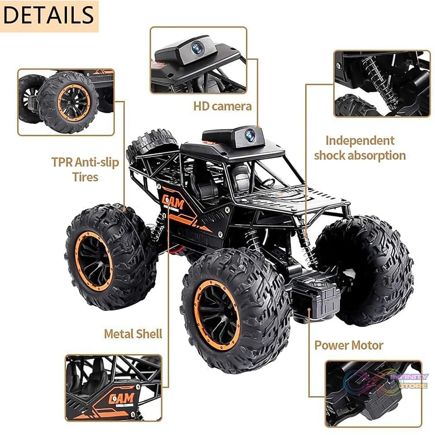 Remote Control Off - Road Truck with HD Camera - infinityexculsivestore.com