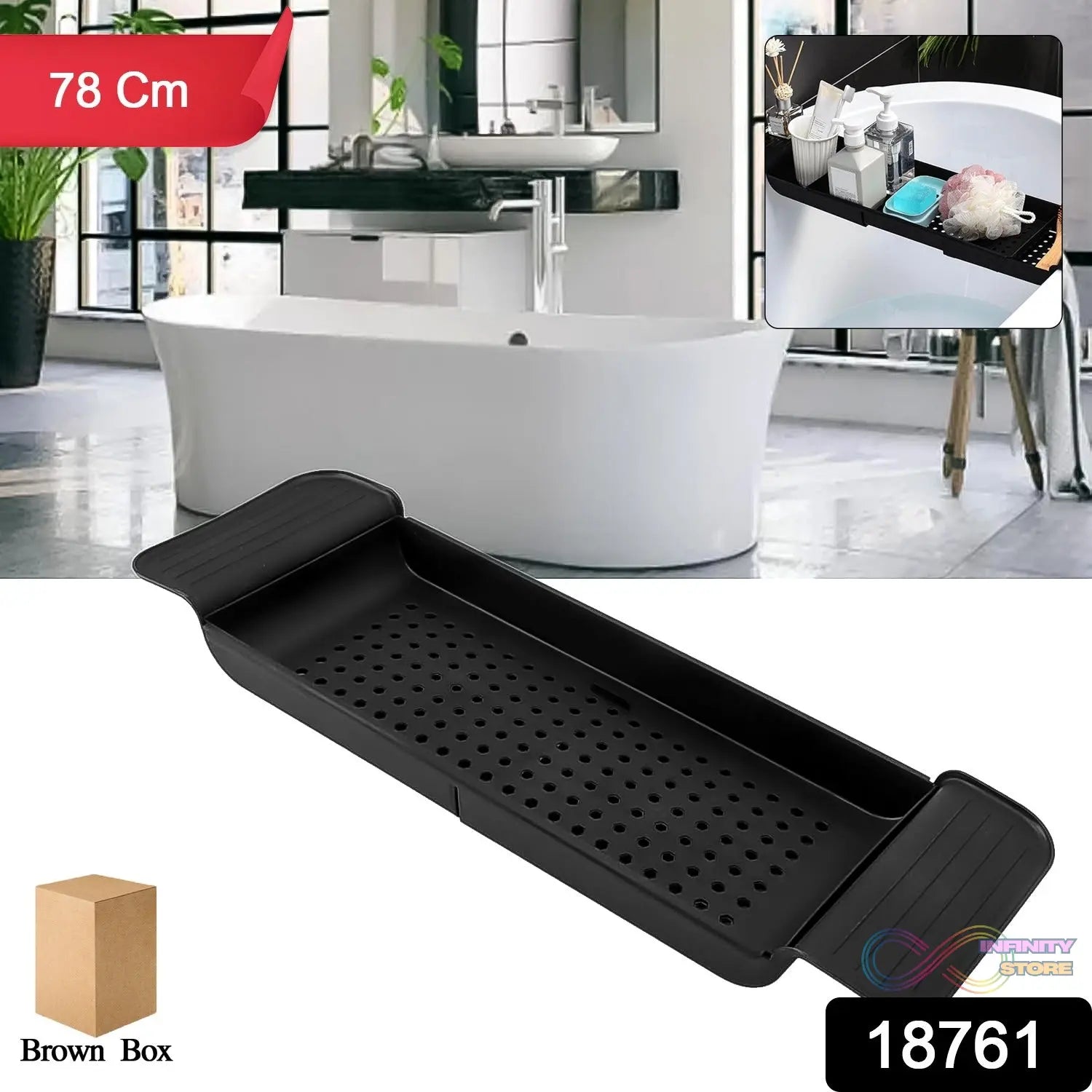 Retractable Bath Caddy, Retractable Bathtub (78 Cm Long Adjust / 1 Pc / With Brown Box) - infinityexculsivestore.com
