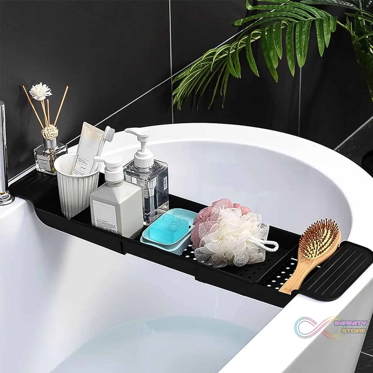 Retractable Bath Caddy, Retractable Bathtub (78 Cm Long Adjust / 1 Pc / With Brown Box) - infinityexculsivestore.com