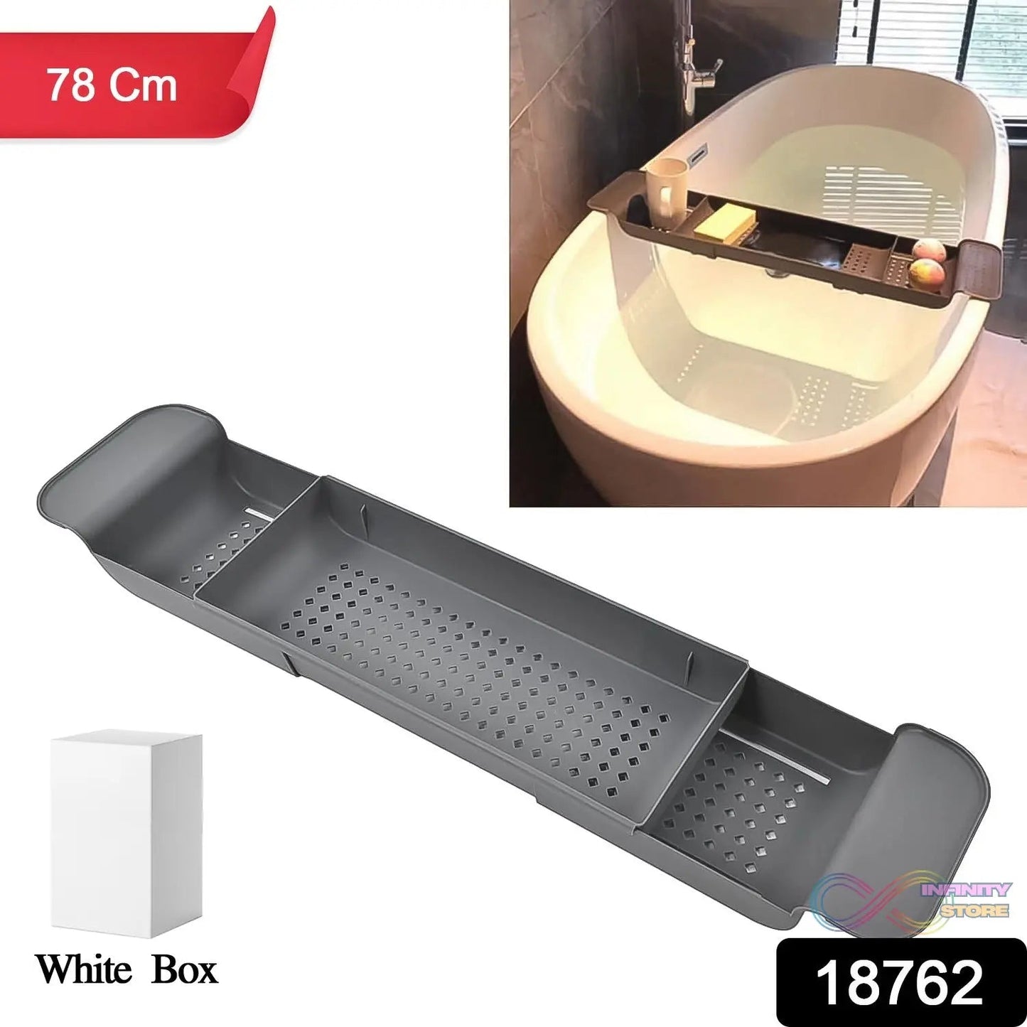 Retractable Bath Caddy, Retractable Bathtub (78 Cm Long Adjust / 1 Pc / With White Box) - infinityexculsivestore.com