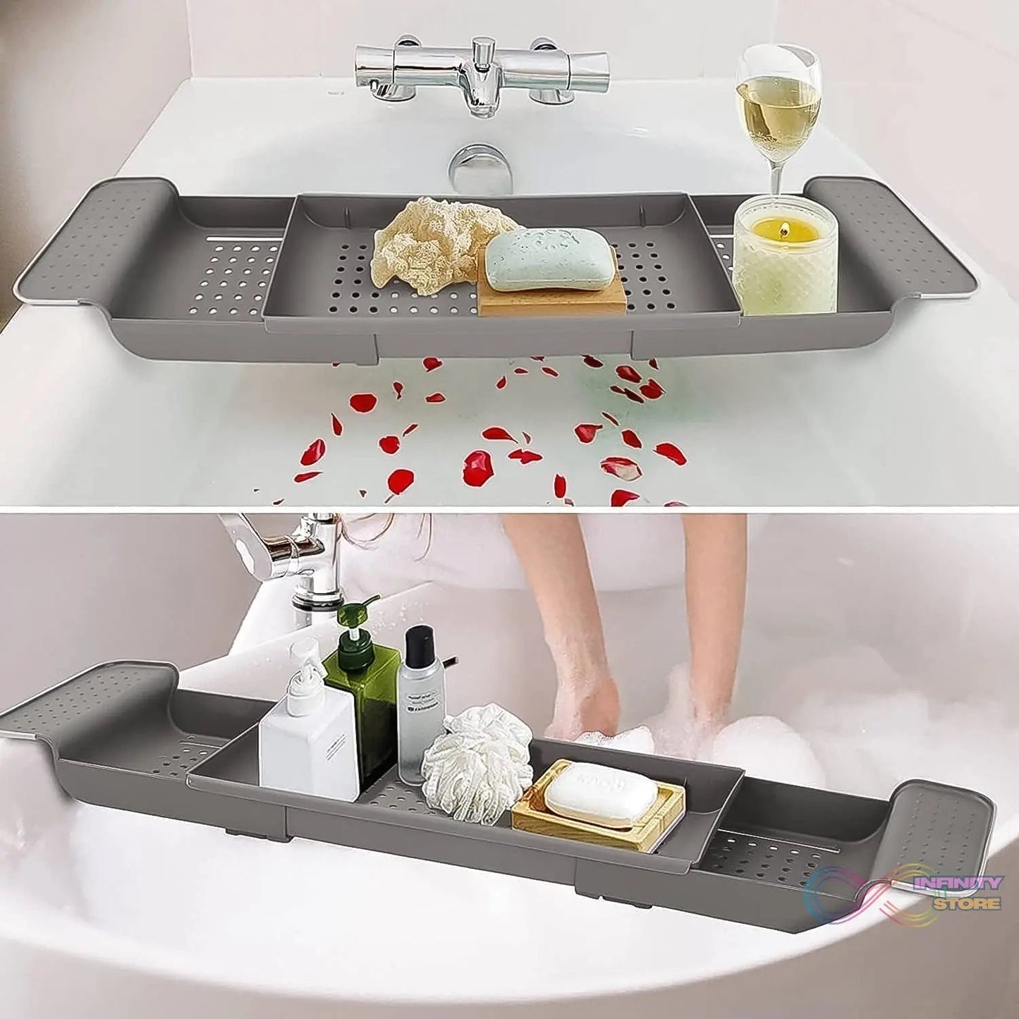 Retractable Bath Caddy, Retractable Bathtub (78 Cm Long Adjust / 1 Pc / With White Box) - infinityexculsivestore.com