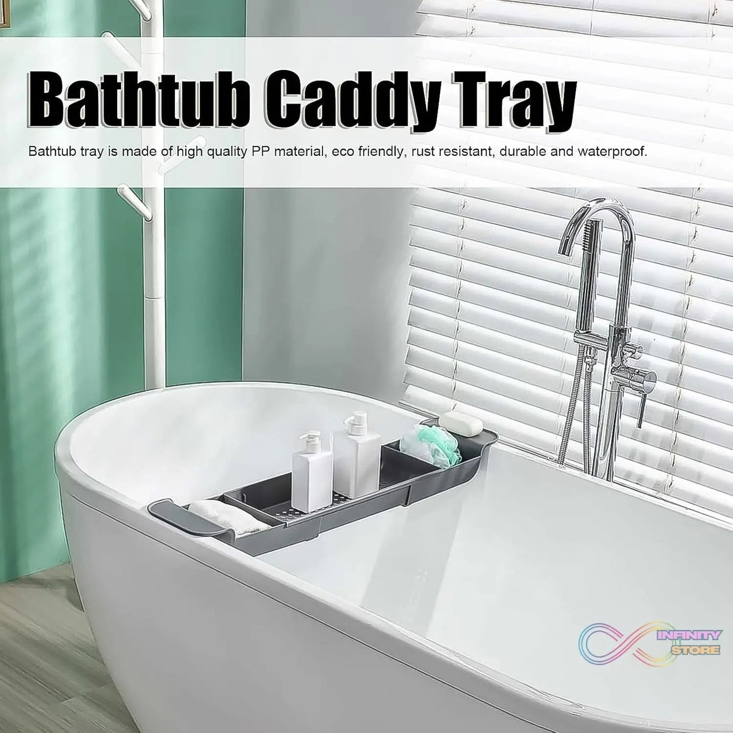 Retractable Bath Caddy, Retractable Bathtub (78 Cm Long Adjust / 1 Pc / With White Box) - infinityexculsivestore.com
