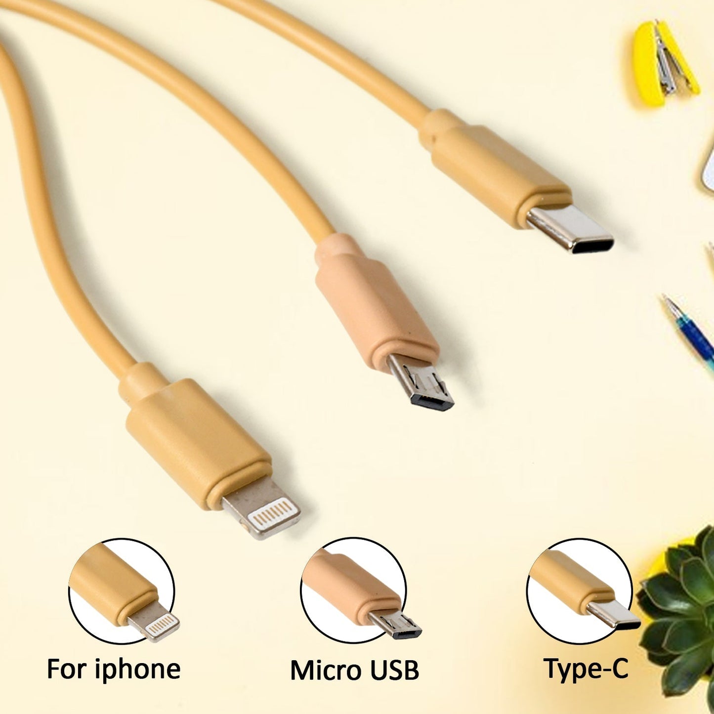 Retractable Charger Charging Cable, Micro USB Cable, 3 in 1, Multi Charging Cable, Compatible with Phone / Type C / Micro Android USB and Other Mobile Devices (1 Pc) - infinityexculsivestore.com