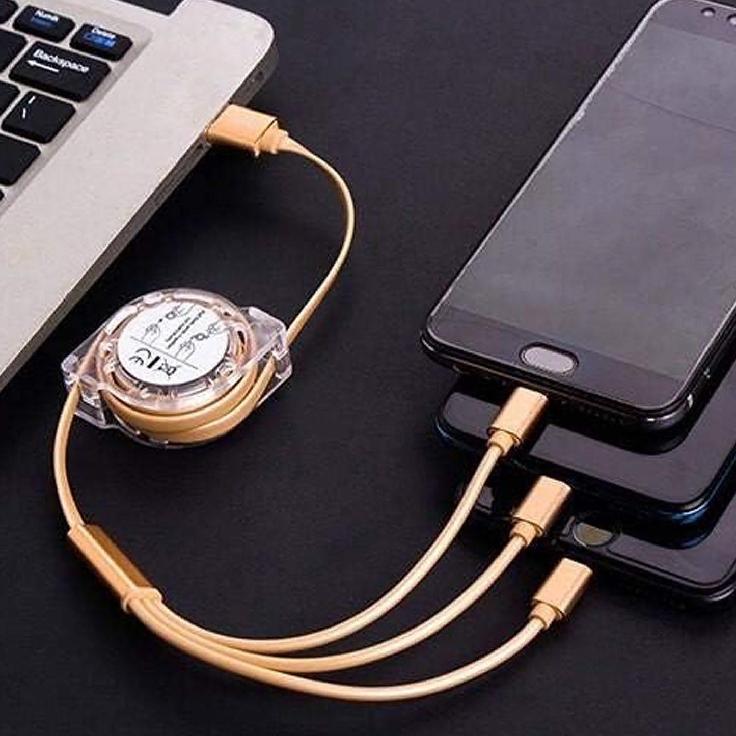 Retractable Charger Charging Cable, Micro USB Cable, 3 in 1, Multi Charging Cable, Compatible with Phone / Type C / Micro Android USB and Other Mobile Devices (1 Pc) - infinityexculsivestore.com