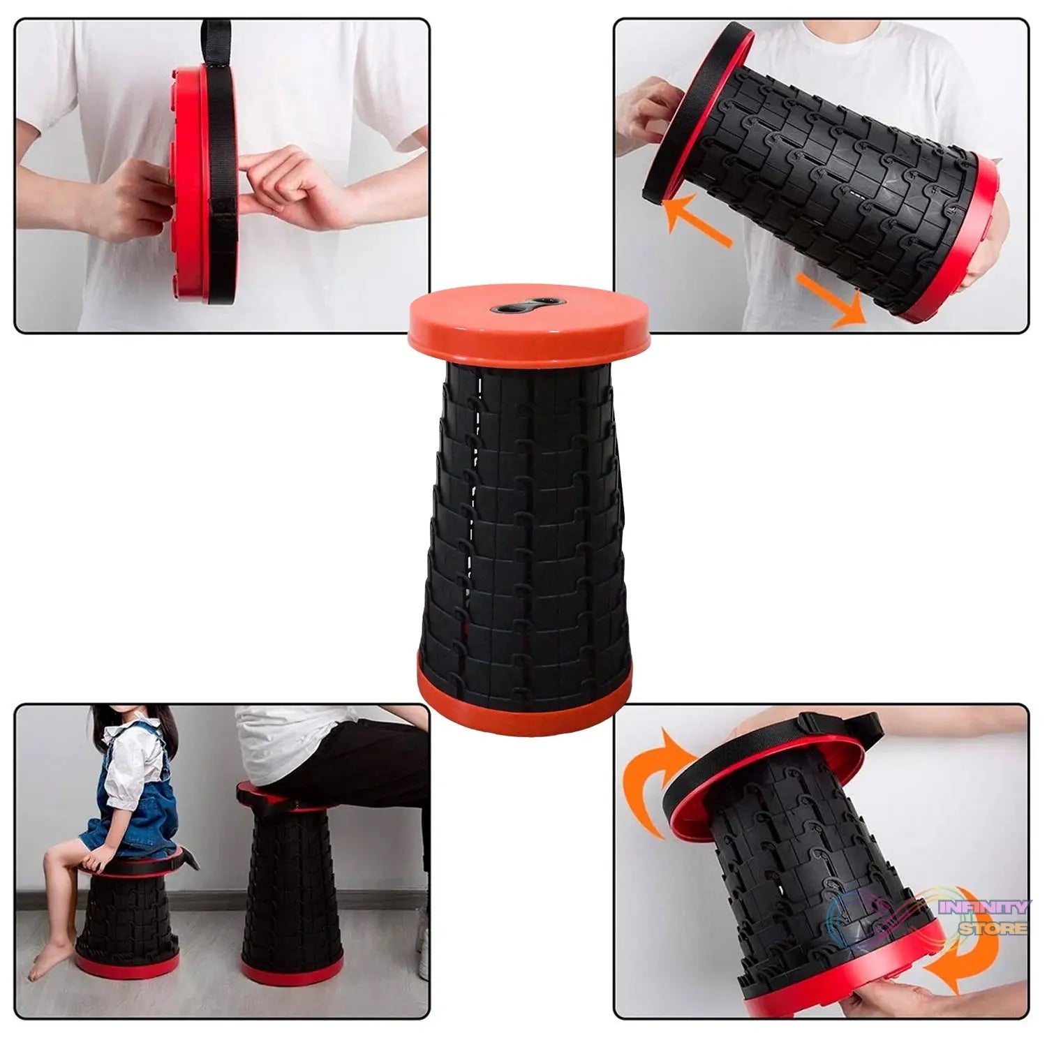 Retractable Folding Stools (1 Pc) - infinityexculsivestore.com