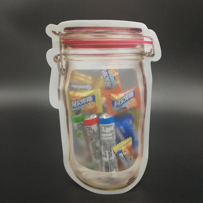 Reusable Airtight Seal Plastic Food Storage Mason Jar Zipper (500ml) - infinityexculsivestore.com