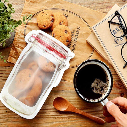 Reusable Airtight Seal Plastic Food Storage Mason Jar Zipper (500ml) - infinityexculsivestore.com