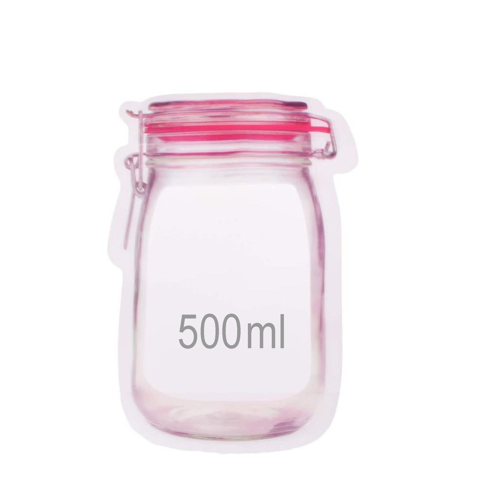 Reusable Airtight Seal Plastic Food Storage Mason Jar Zipper (500ml) - infinityexculsivestore.com