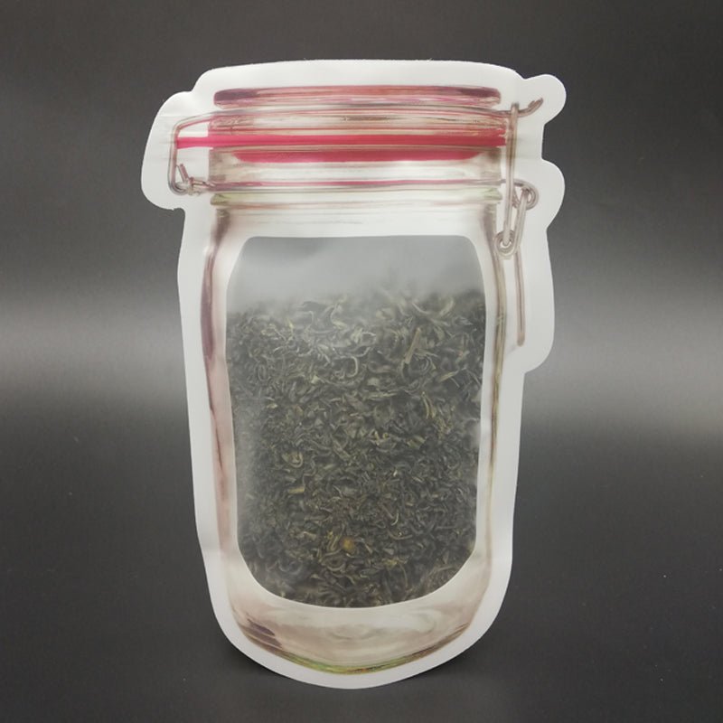 Reusable Airtight Seal Plastic Food Storage Mason Jar Zipper (500ml) - infinityexculsivestore.com
