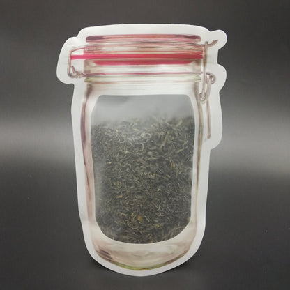 Reusable Airtight Seal Plastic Food Storage Mason Jar Zipper (500ml) - infinityexculsivestore.com