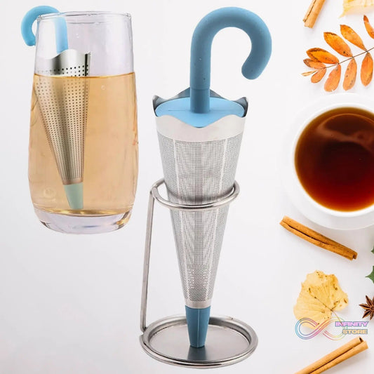 Reusable Cute Umbrella Tea Strainer With Tray / Stand (1 Pc) - infinityexculsivestore.com
