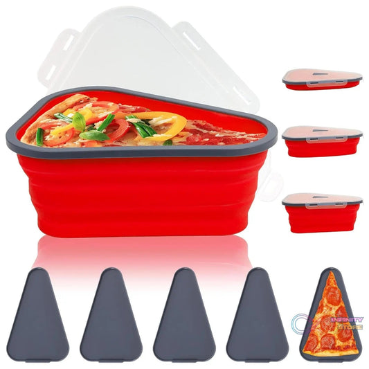 Reusable Pizza Storage Containers with 5 Microwavable Serving Trays, Silicone Container Expandable & Adjustable for Packing Pizza at home / outdoor - infinityexculsivestore.com