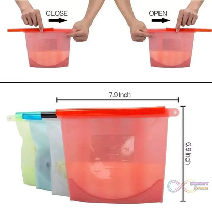 Silicone storage bag with visible airtight seal