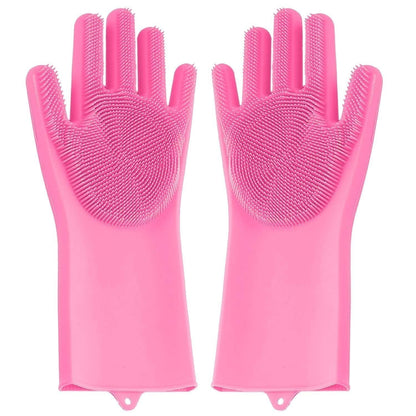 Reusable Silicone Cleaning Brush Scrubber Gloves (Multicolor) - infinityexculsivestore.com