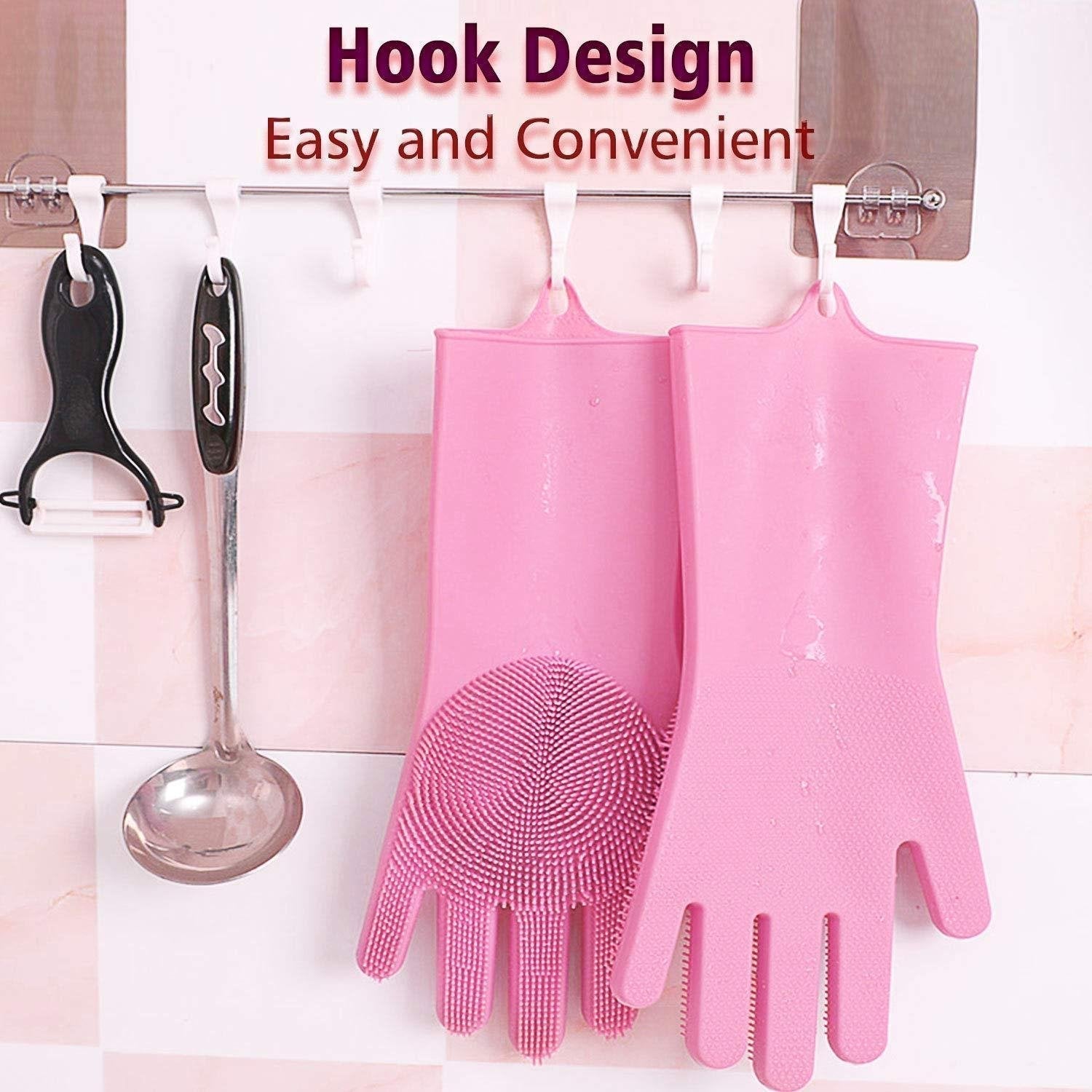 Reusable Silicone Cleaning Brush Scrubber Gloves (Multicolor) - infinityexculsivestore.com