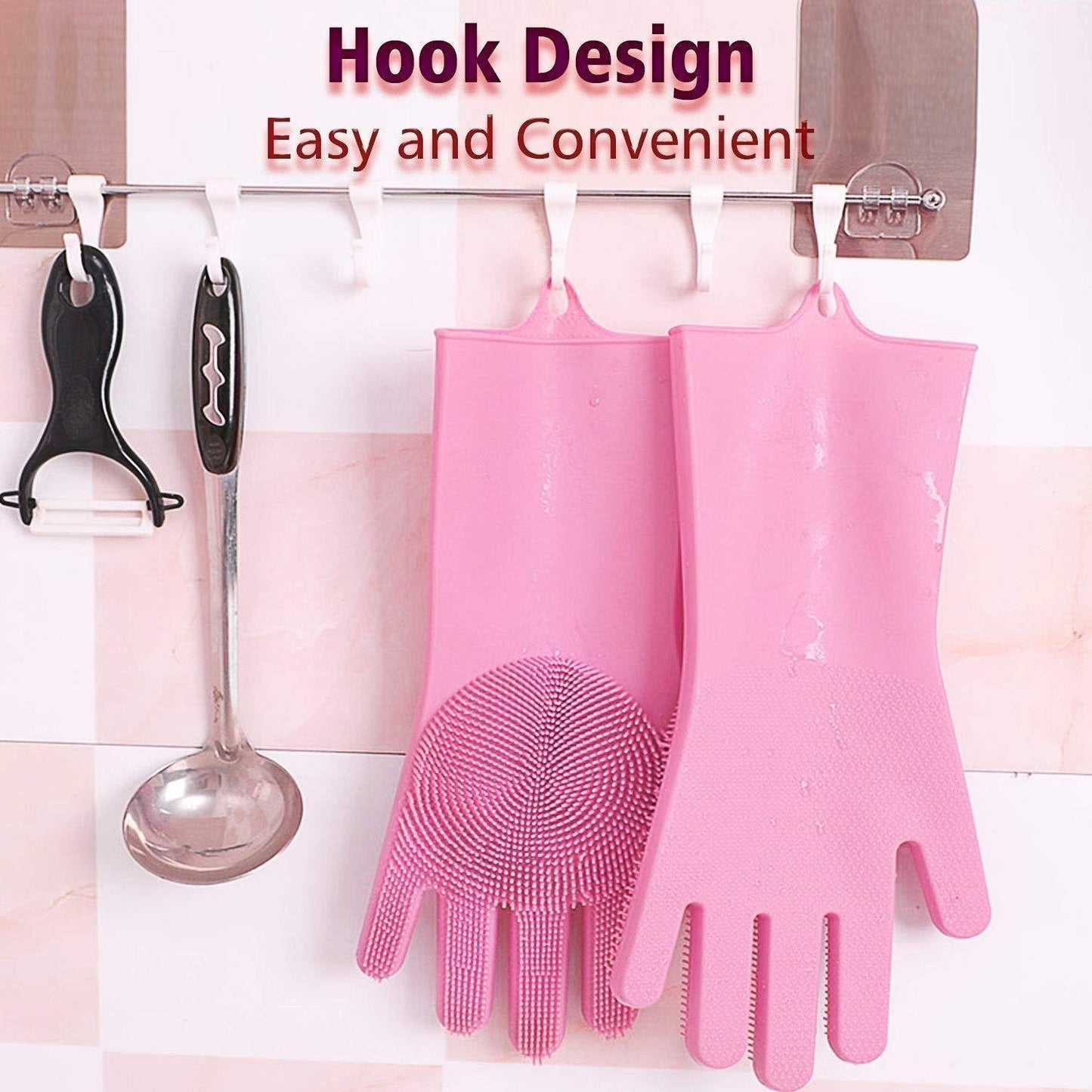 Reusable Silicone Cleaning Brush Scrubber Gloves (Multicolor) - infinityexculsivestore.com