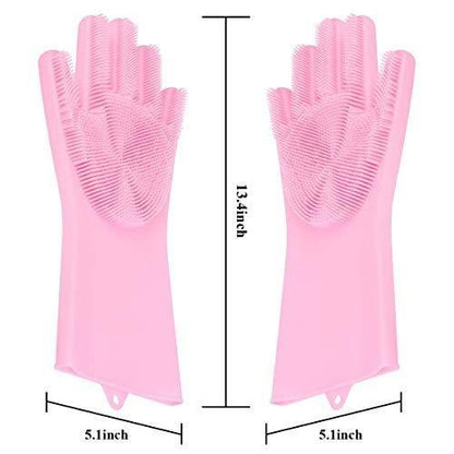 Reusable Silicone Cleaning Brush Scrubber Gloves (Multicolor) - infinityexculsivestore.com