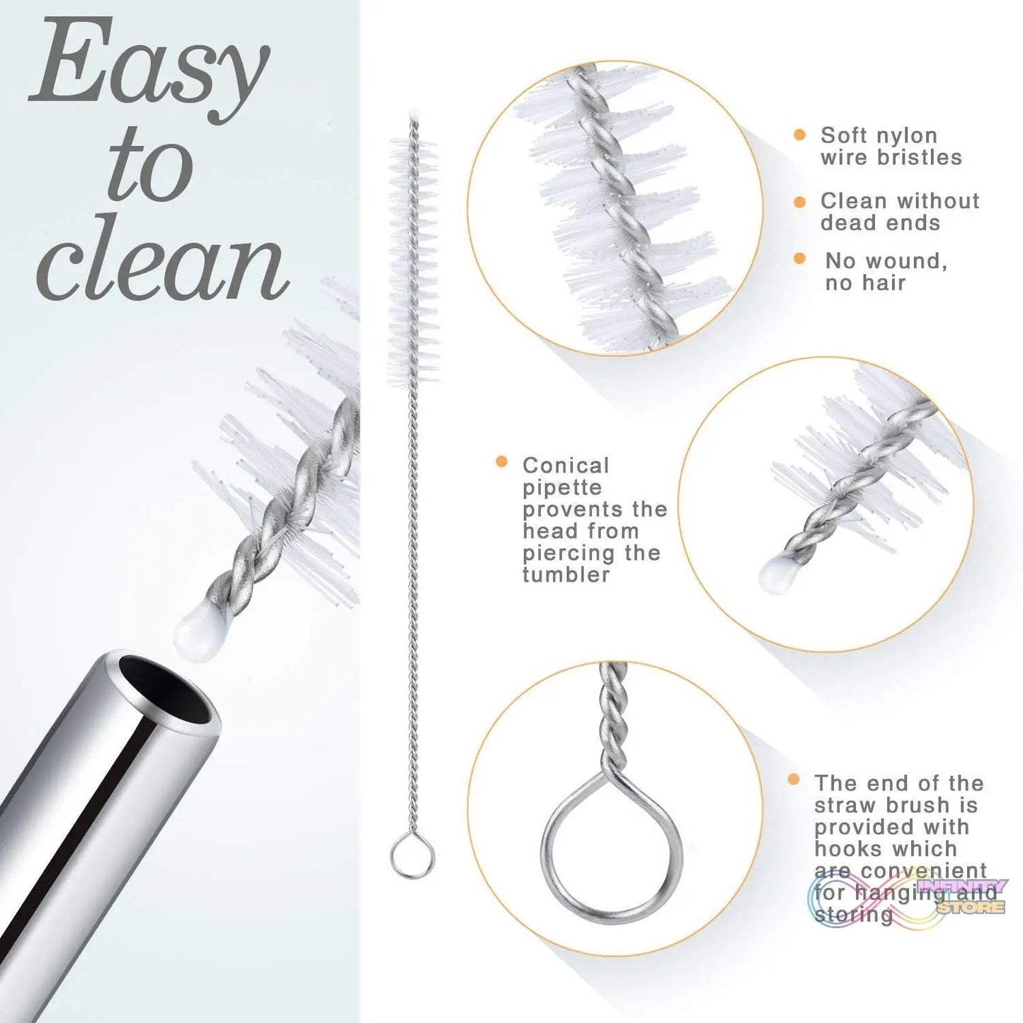 Reusable Stainless Steel Drinking Straws Bent (4 Bent Straws, 1 Brush) - infinityexculsivestore.com