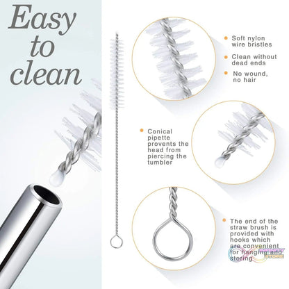 Reusable Stainless Steel Drinking Straws Bent (4 Bent Straws, 1 Brush) - infinityexculsivestore.com