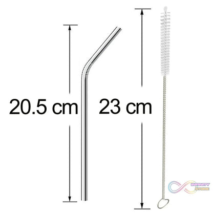 Reusable Stainless Steel Drinking Straws Bent (4 Bent Straws, 1 Brush) - infinityexculsivestore.com