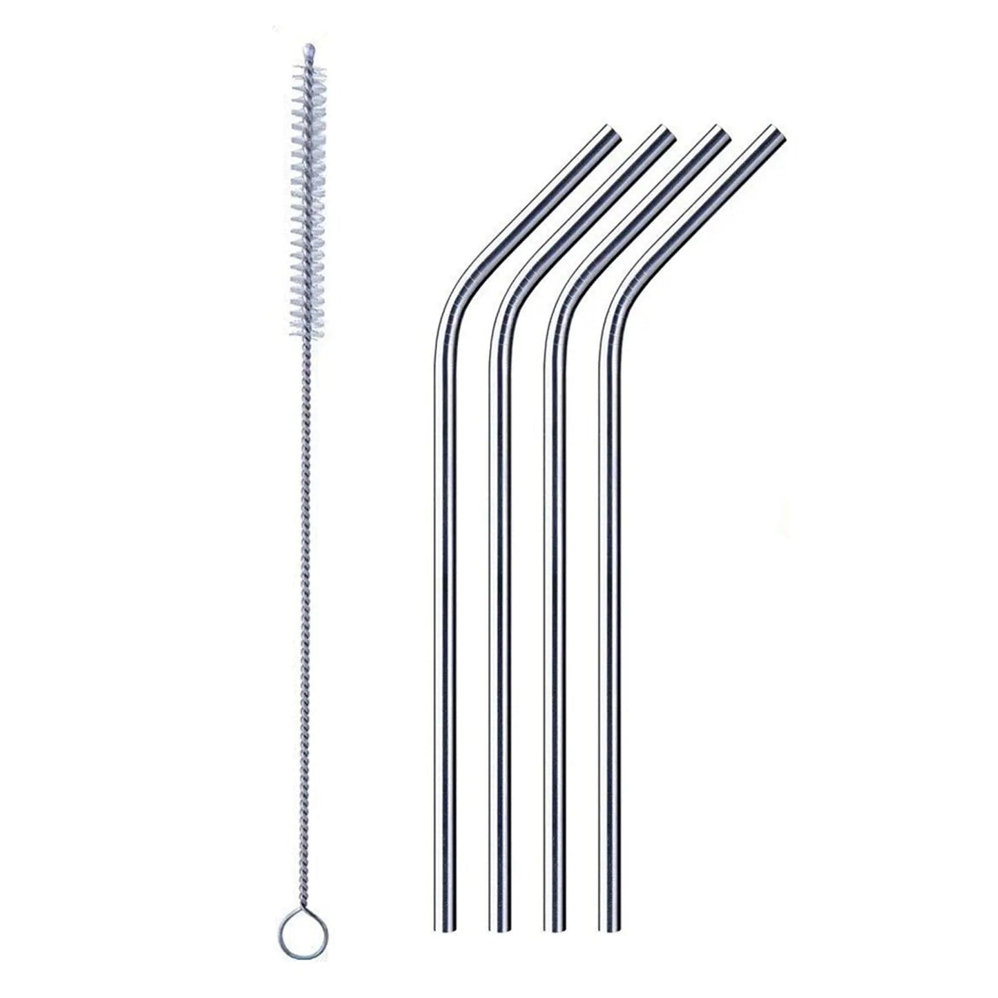 Reusable Stainless Steel Drinking Straws Bent (4 Bent Straws, 1 Brush) - infinityexculsivestore.com