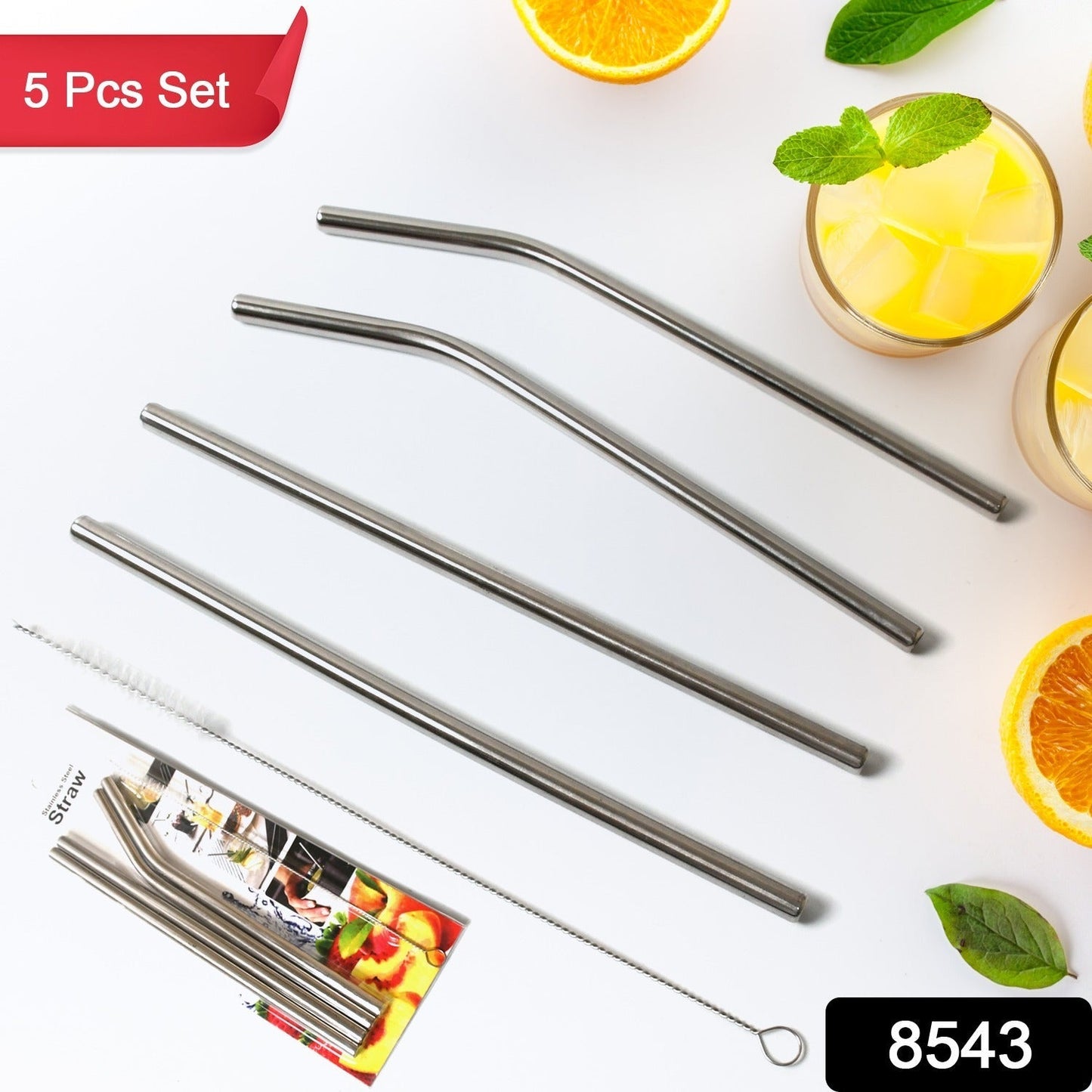 Reusable Stainless Steel Straw with cleaning Brush Long Drinking Straws for Coffee Tumbler Travel Mug Cup, Dishwasher Safe for Toddlers & Kids (5 Pcs Set) - infinityexculsivestore.com