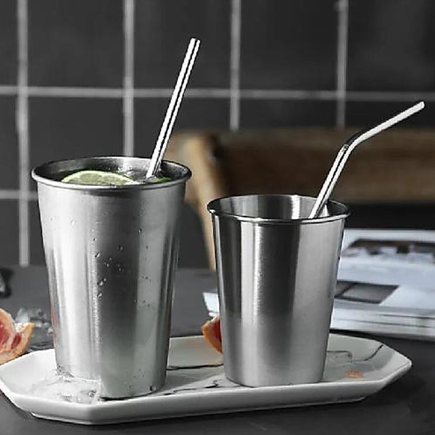 Reusable Stainless Steel Straws with Travel Case Cleaning Brush Eco Friendly Extra Long Metal Straws Drinking Set of 4 (2 Straight straws, 1 Bent straws, 1 Brush) - infinityexculsivestore.com