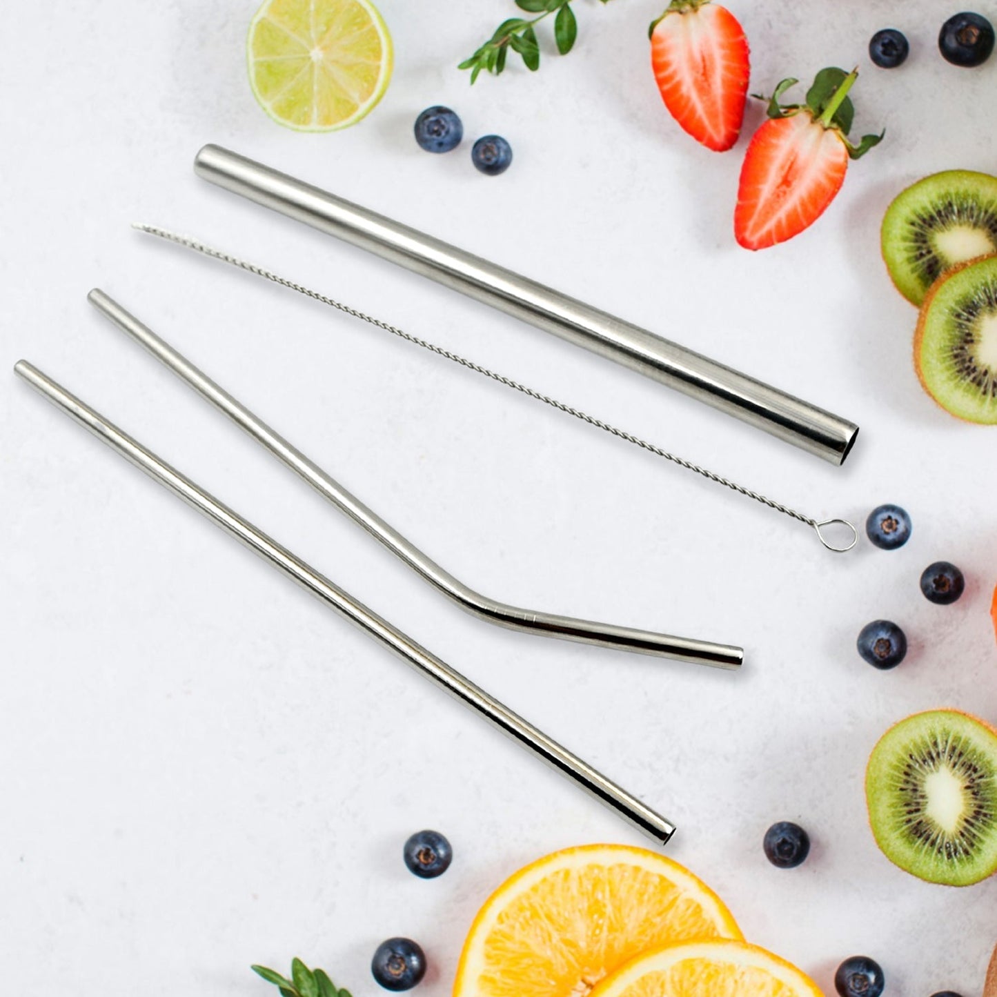 Reusable Stainless Steel Straws with Travel Case Cleaning Brush Eco Friendly Extra Long Metal Straws Drinking Set of 4 (2 Straight straws, 1 Bent straws, 1 Brush) - infinityexculsivestore.com