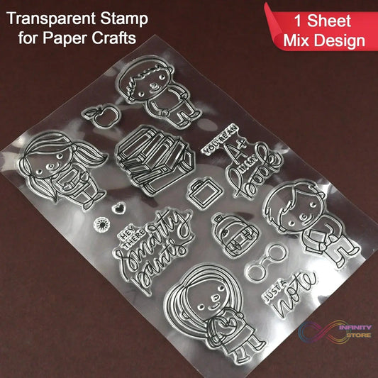 Reusable Transparent Rubber Stamp for Paper Crafts (Mix Design / 1 Sheet) - infinityexculsivestore.com