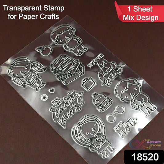 Reusable Transparent Rubber Stamp for Paper Crafts (Mix Design / 1 Sheet) - infinityexculsivestore.com