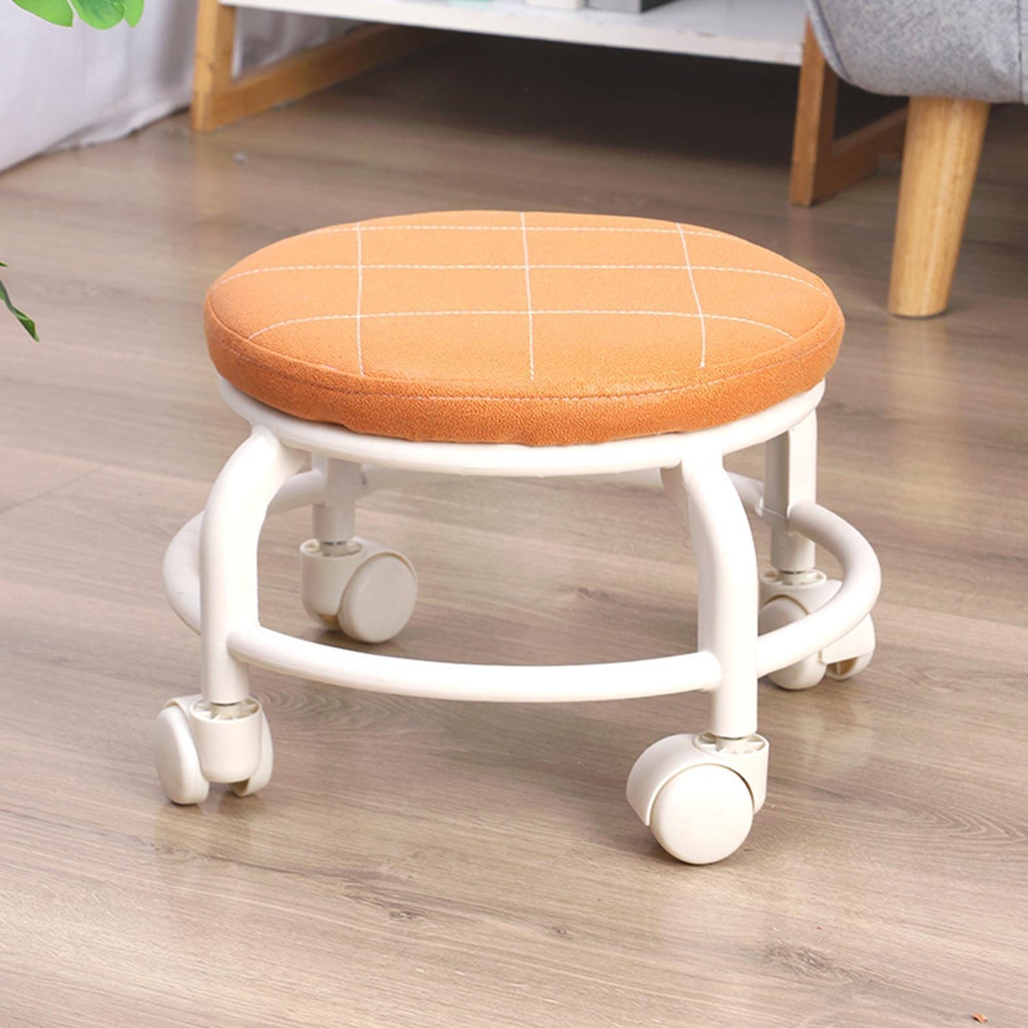 Roller Seat Stool Low Height Rolling Stool Multifunctional Small Household Movable Mini Stool Pulley Wheel Stool for Garage Home Library (1 Pc) - infinityexculsivestore.com