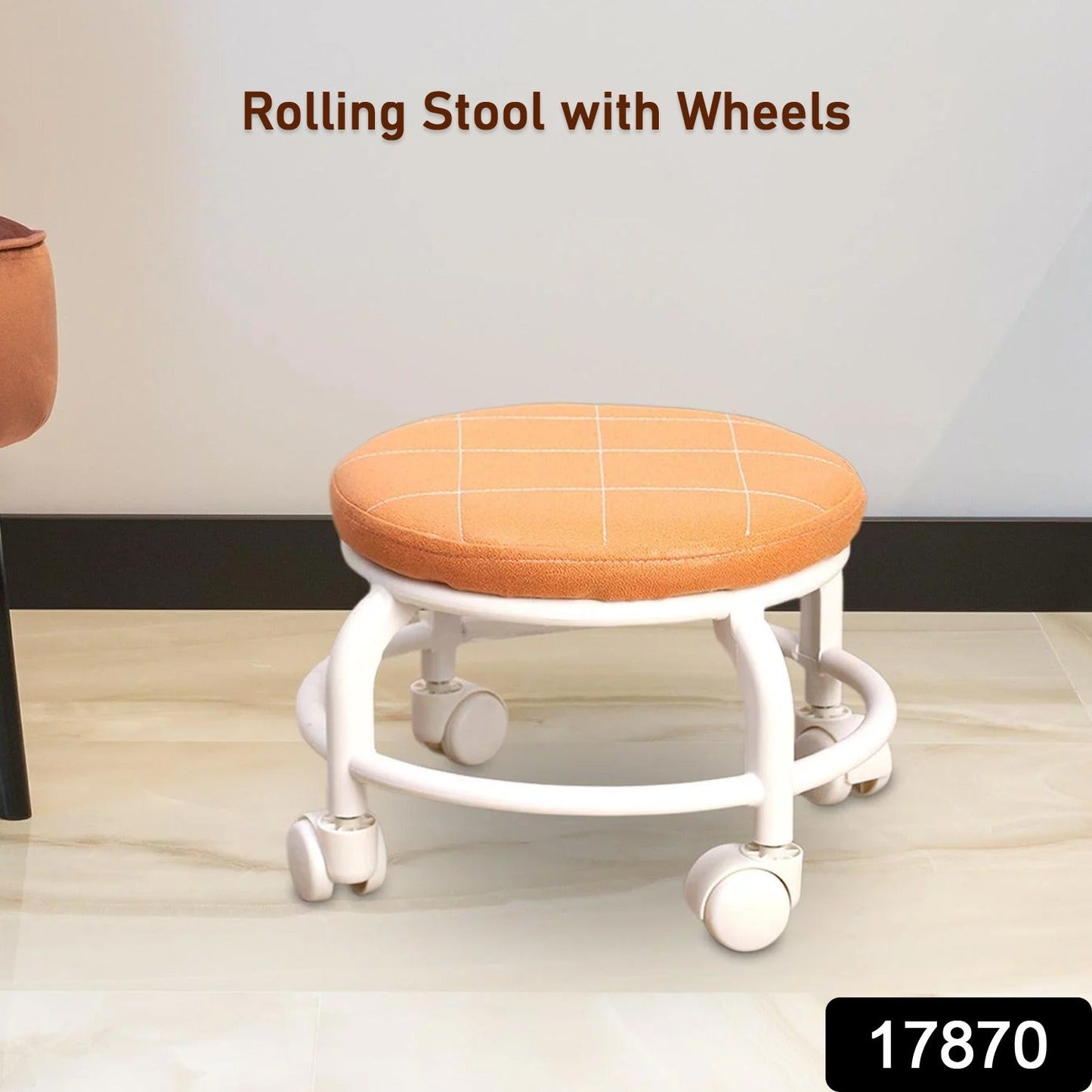 Roller Seat Stool Low Height Rolling Stool Multifunctional Small Household Movable Mini Stool Pulley Wheel Stool for Garage Home Library (1 Pc) - infinityexculsivestore.com