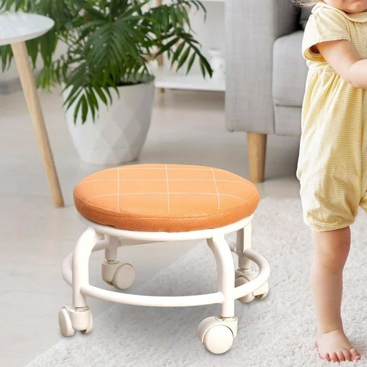 Roller Seat Stool Low Height Rolling Stool Multifunctional Small Household Movable Mini Stool Pulley Wheel Stool for Garage Home Library (1 Pc) - infinityexculsivestore.com