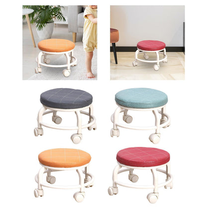 Roller Seat Stool Low Height Rolling Stool Multifunctional Small Household Movable Mini Stool Pulley Wheel Stool for Garage Home Library (1 Pc) - infinityexculsivestore.com