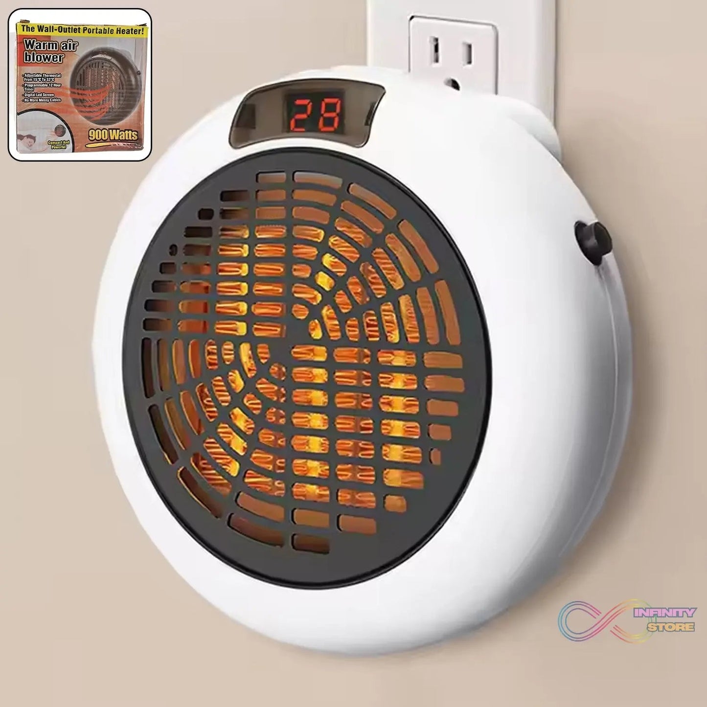 Room Heater for Home, Office, Camper LED Screen Portable Wall Heater (900W / 1 Pc) - infinityexculsivestore.com
