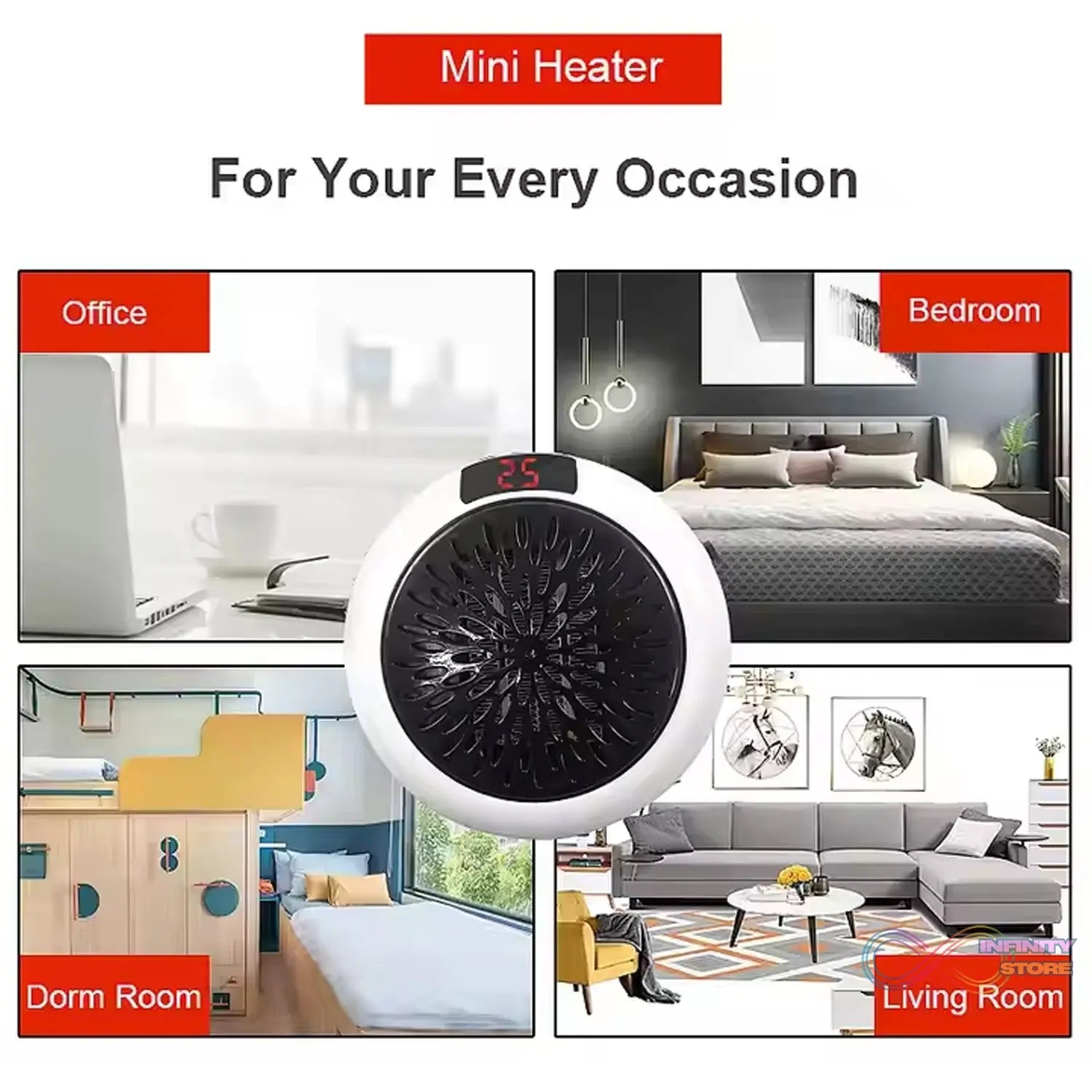 Room Heater for Home, Office, Camper LED Screen Portable Wall Heater (900W / 1 Pc) - infinityexculsivestore.com