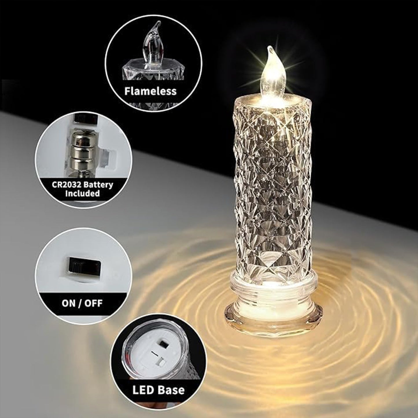 Rose Candles for Home Decoration, Crystal Candle Lights - infinityexculsivestore.com
