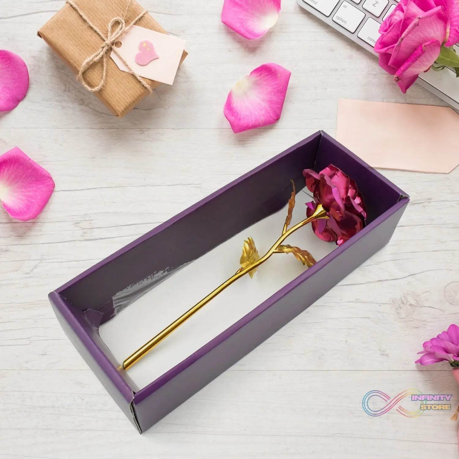 Gold Rose Artificial Rose Flower With Gift Box, Plastic Flowers Best Gifts for Friend Girl Wife Women, Golden Rose Gift for Valentine's Day, Mother's Day, Anniversary, Birthday, Wedding, Gold (1 Pc) - infinityexculsivestore.com