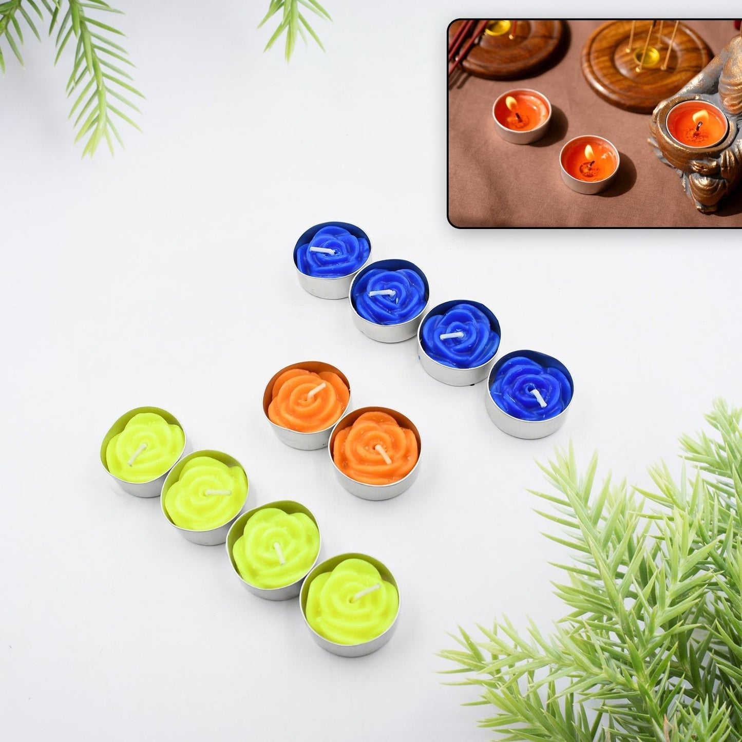 Rose Flower tealight candles, Floating Candles, Scented Tea Lights, Aromatherapy Relax (Pack of 10 Pcs.) - infinityexculsivestore.com