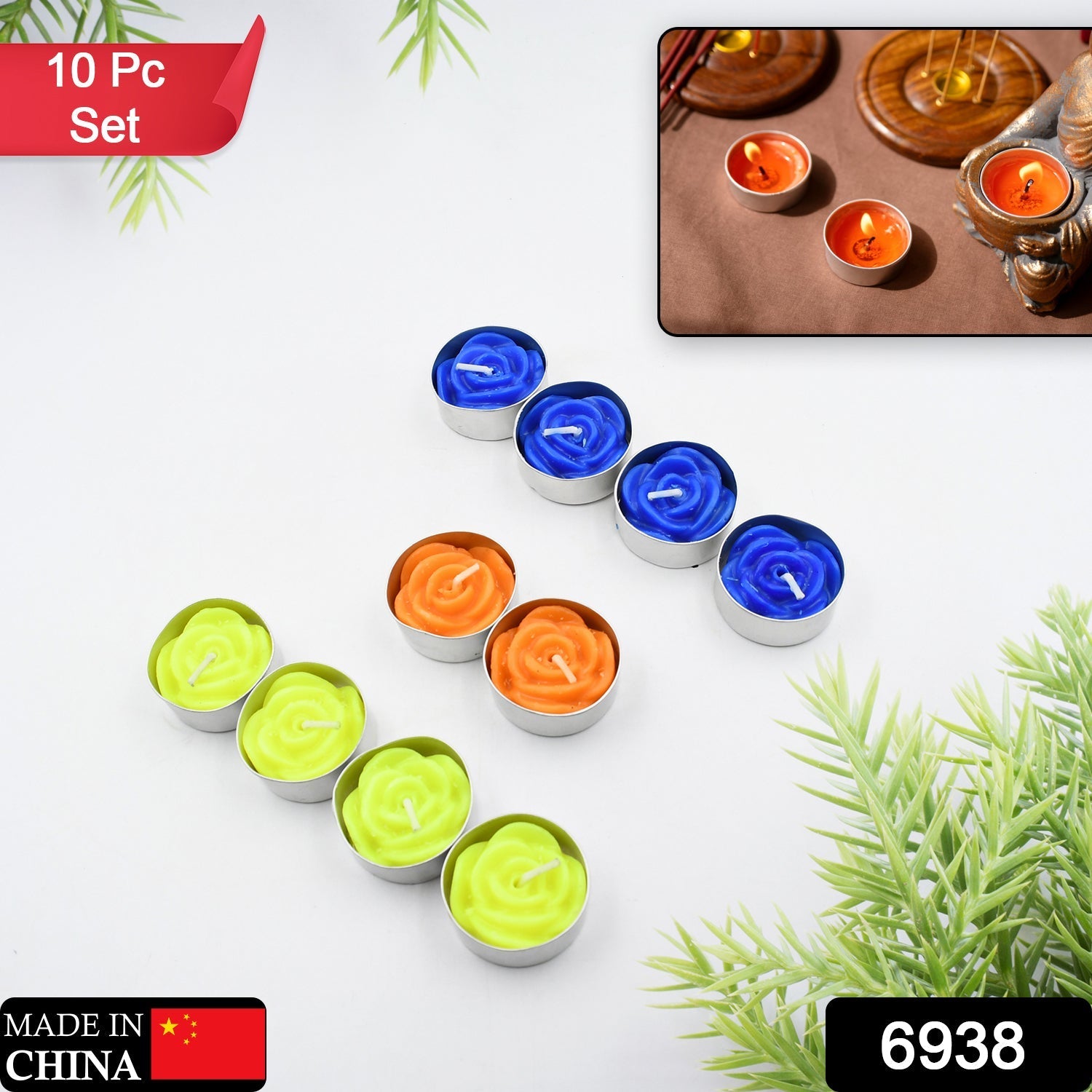 Rose Flower tealight candles, Floating Candles, Scented Tea Lights, Aromatherapy Relax (Pack of 10 Pcs.) - infinityexculsivestore.com