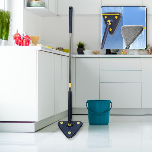 Rotatable Adjustable Triangle Cleaning Mop Triangle Mop with Stainless Steel Long Handle Push - Pull Squeezing Cleaning Mop Dry & Wet Mop for Floor Windows (1 Pc) - infinityexculsivestore.com